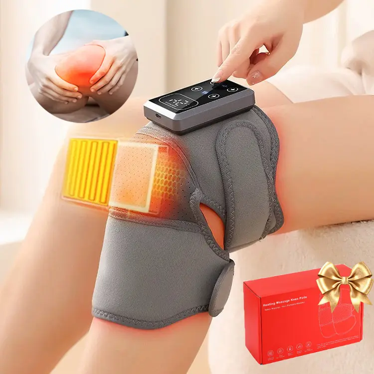 Electric Knee Massager Cordless Knee Heating Pad with 5 Vibration Massage Modes Rechargeable Heated Knee Wrap with 3 Heating Levels &Timer