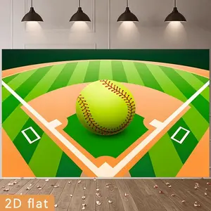 2D Flat Banner Polyester Photography Backdrop, HD Digitally Printed Baseball Field and Softball Pattern, Soft Lightweight Foldable Background Cloth for Sports Theme Party Decorations, Birthday Celebrations, Photo Booth, Studio Sho
