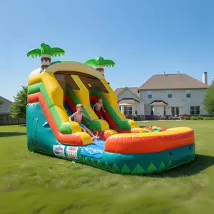 ARCH 20FT x 10FT Palm Island Tropical Water Slide (2-in-1 Dry/Wet) with Blower    RR