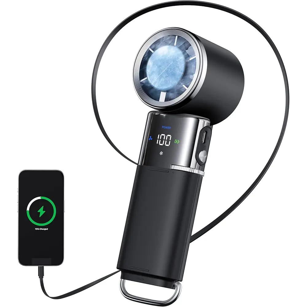 3-in-1 Cooling Handheld Fan, 6000mAh Ultra Capacity, 120° Rotatable Head, Instant Chill Tech, Stepless Speed with Type-C Cable for Commute/Home Office