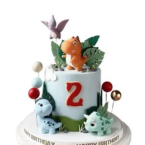 Jurassic Dinosaur Cake Topper Tyrannosaurus Rex Triceratops Pterosaur for Kids Happy Birthday Party Decoration Baby Shower Decor