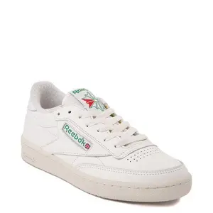 Reebok Women's Club C Vintage 85 Athletic Shoe - Chalk Alabaster Glen Green All Seasons Comfortable Retro Style Sneakers