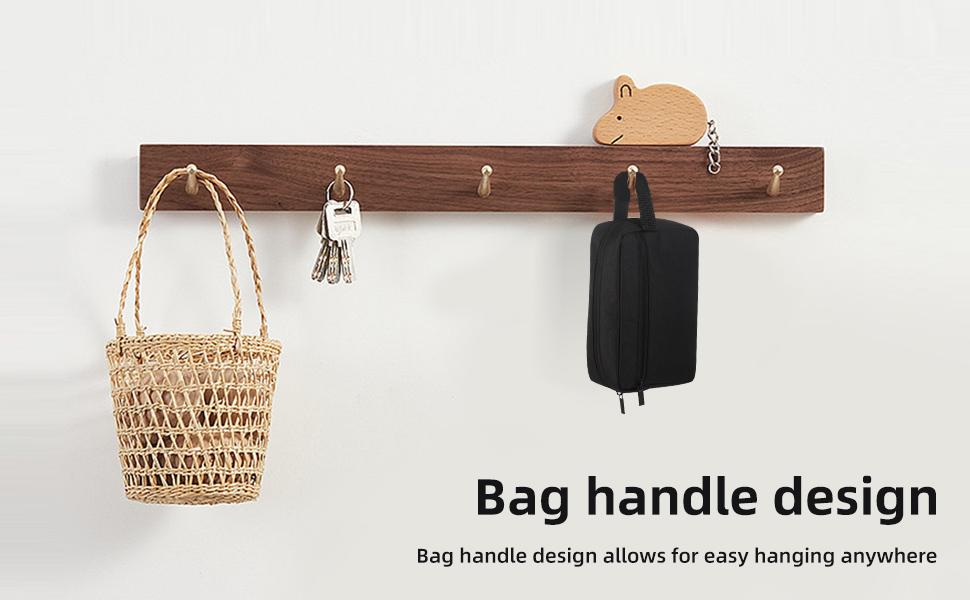 Travel Toiletry Bag Large Capacity Lightweight 300D Oxford Fabric Waterproof PU Lined with Hanging Hook for Women Men Black