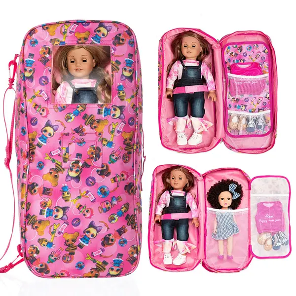 Doll travel carrying bag crossbody bag shoulder bag 45cm/18 inch doll accessories - with multiple pockets, multi-functional backpack, only sold bags, not including dolls, clothes and other accessories