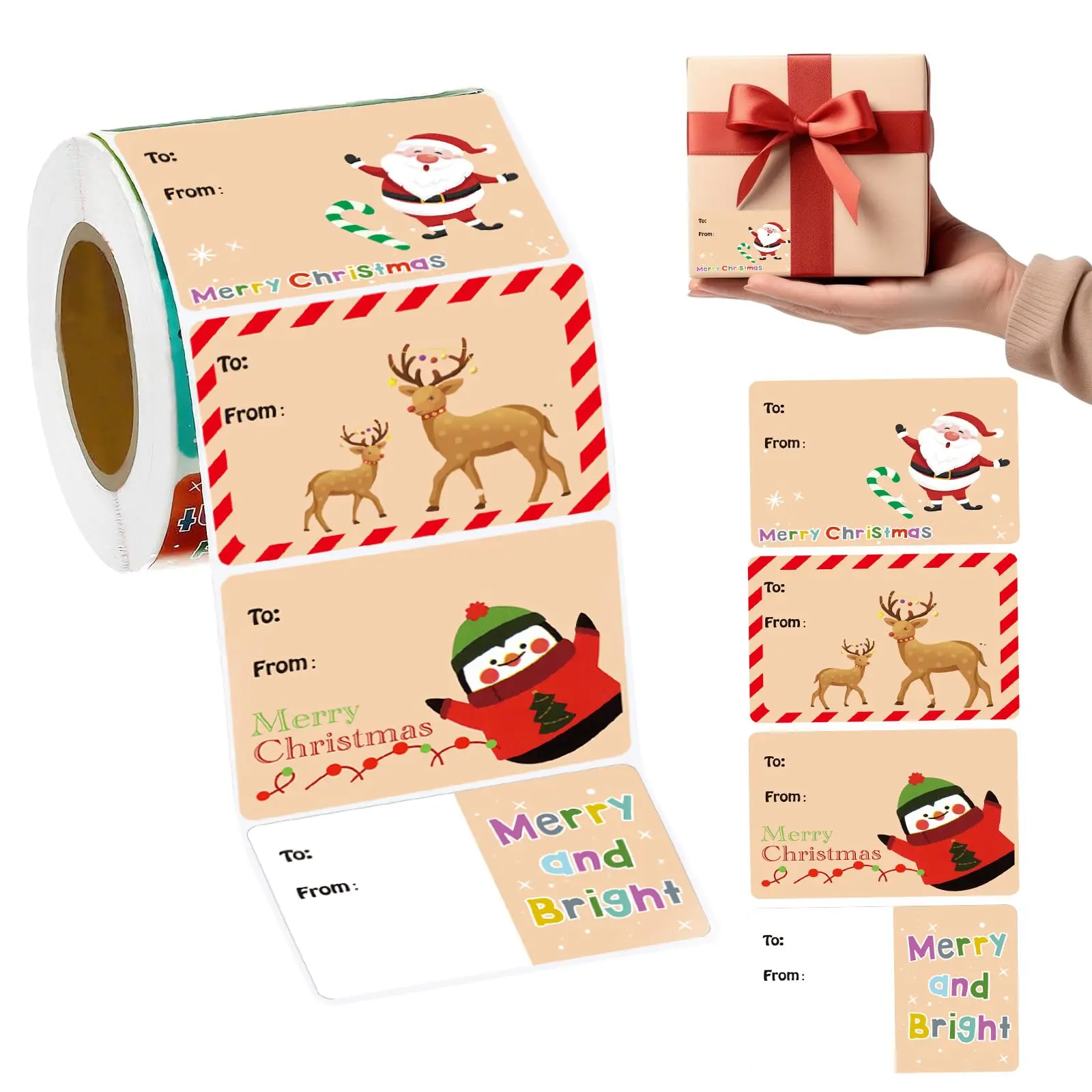 200 PCS Christmas Gift Tags - Gift Tags for Christmas Presents,50 x 38mm Christmas Tags Sticker Self-Adhesive Labels for Present Cards