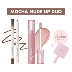 [rom&nd Official Shop] rom&nd Cream Nude Lip Duo (Color Gloss 4.0g & Lip Pencil 0.5g), Effortlessly Define & Enhance Your Lips, Naturally Fuller Look, Creamy Texture for Soft Nude Lip Expression