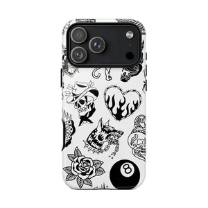 Black & White Tattoo  - Halloween Phone Case |   Old School |   Suitable for iPhone 17/16/15/14/13/12/11 Pro Max/Plus and  Samsung Galaxy S23FE/22/23/24/25/26