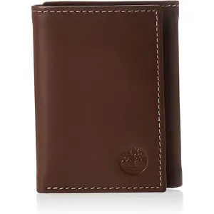 Timberland Men's Hunter Trifold Leather Wallet with ID Window Genuine Leather 6 Card Slots 1 ID Slot 2 Slip Pockets 2 Bill Compartments One Size