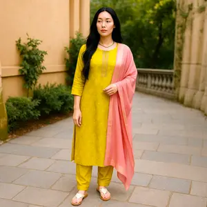 Lattice design kurta set.