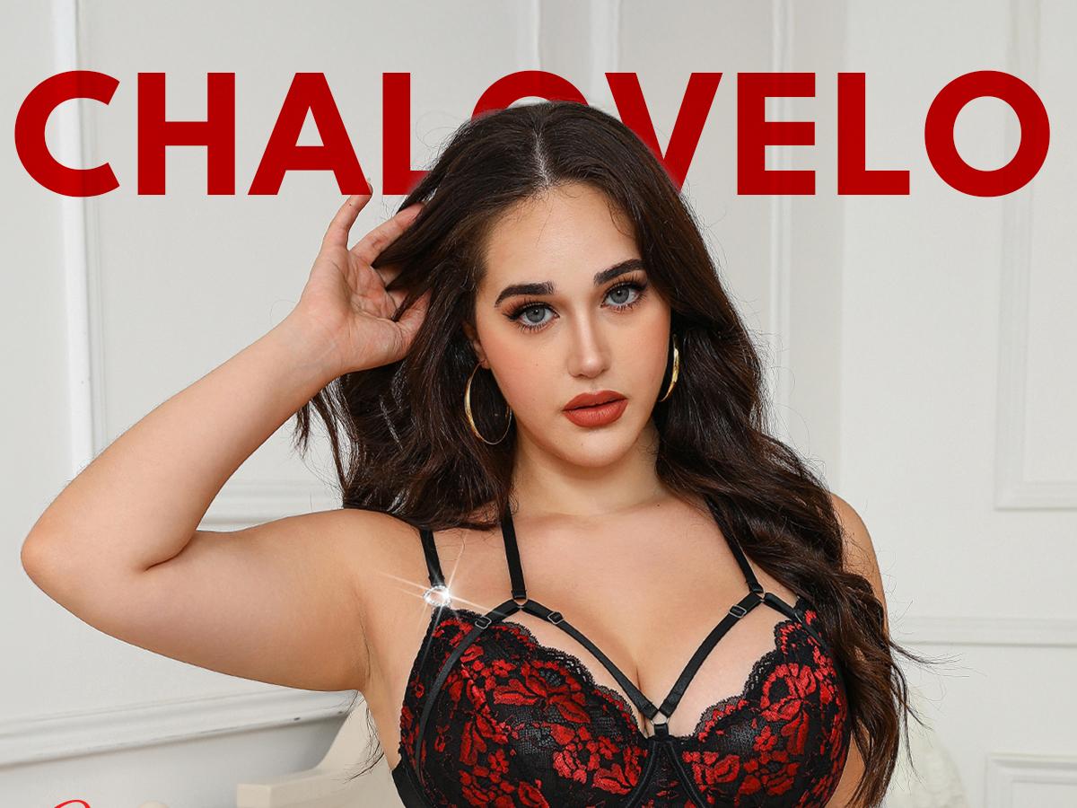 CHALOVELO Plus Size Sexy Lace Ruffle Babydoll Lingerie Set with Stockings for Women