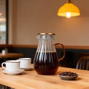 Glass Kettle, Transparent Glass Water Jug with Lid, Spout and Handle, Suitable for Hot/cold Water, Tea, Coffee, Drinks, Home Use, Glass Pitcher, Glass Teapot