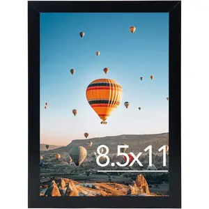 8.5x11 inch Picture Frame Black for Certificate Poster and Photo, Horizontal and Vertical Formats for Wall Hanging or Tabletop, 8.5x11 Frame with Shatter Resistant Plexiglass, Black