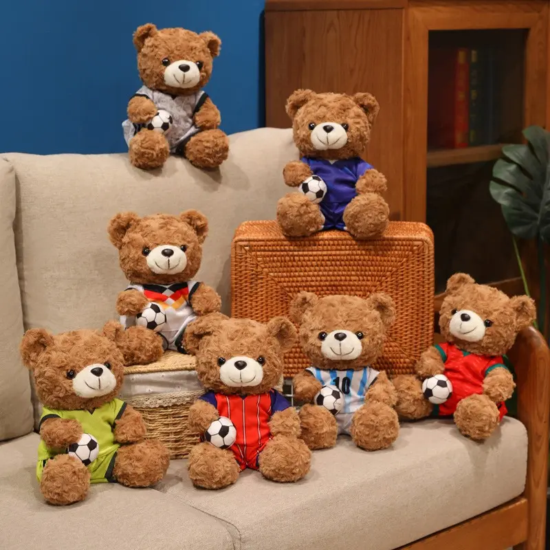 Cute Football Teddy Bear Plush Toy, Cuddly Soft and Huggable Stuffed Animal, Perfect Birthday and Christmas Gift, Ideal for Kids