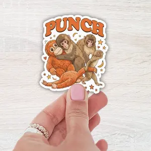 Punch The Monkey Sticker, Water Bottle Sticker, Animal Sticker, Notebook Sticker, Monkey Stickers, Friend Sticker