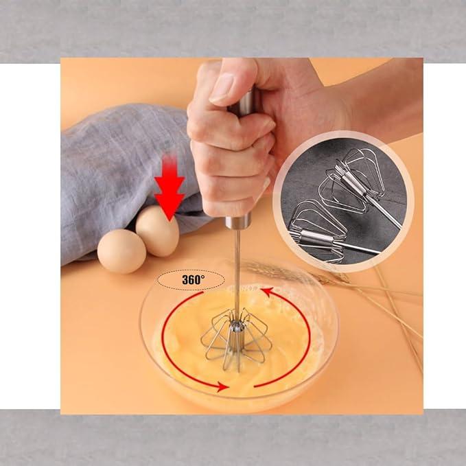 3PCS manual egg beater! Three types of mixing heads, one click semi-automatic press, labor-saving and efficient stainless steel material with double ceiling efficiency, essential baking crafts for kitchens Utensils