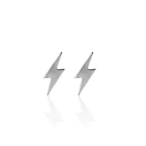 Silver Lighting Bolt Stud Earrings