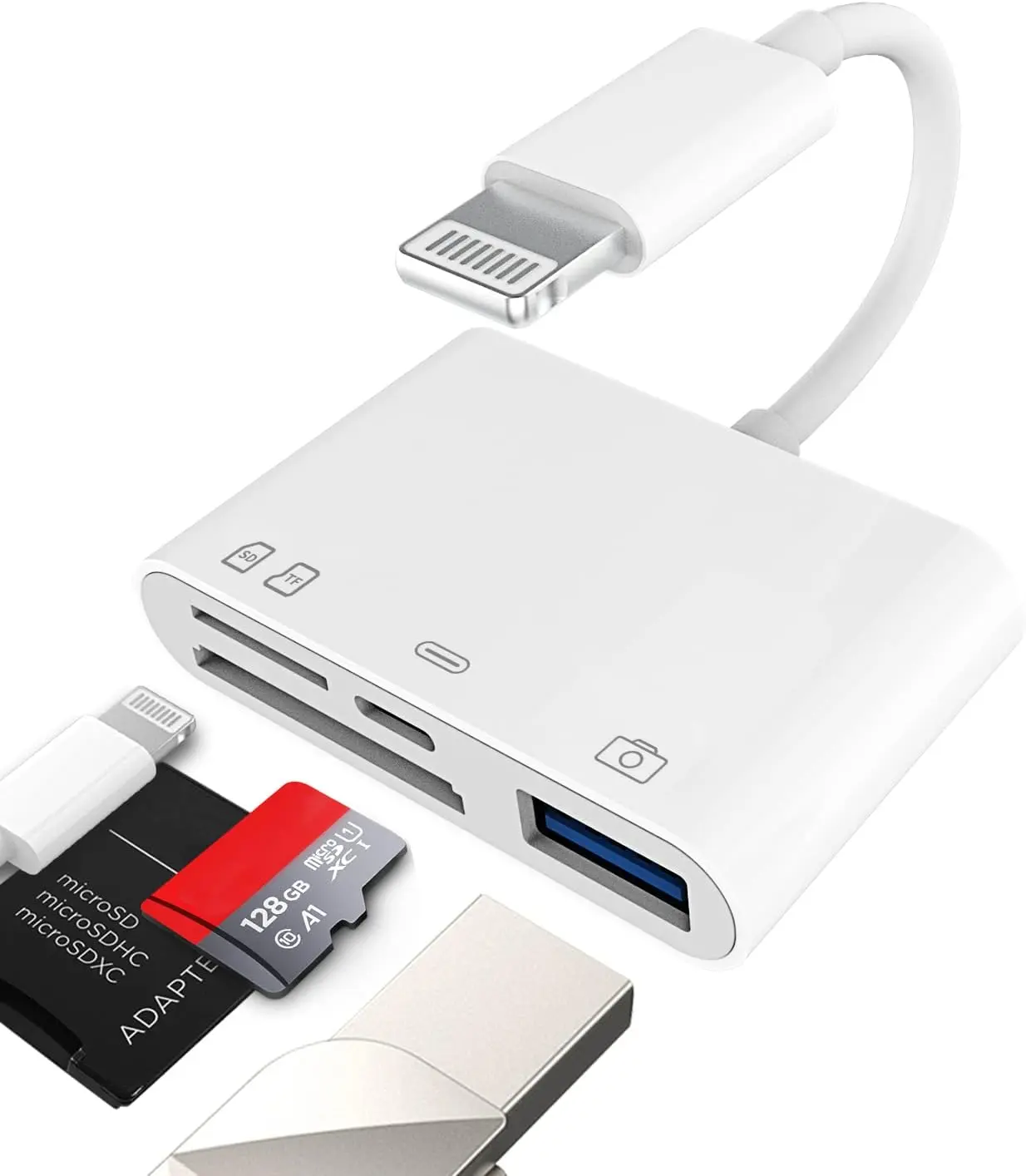 Camera  SD TF Memory Card Reader Lightning Male to USB3.0 Female Adapter OTG  for   11 12 Mini max pro xs xr x se2 7 8plus Ipad air A Connector Flash Stick Drive Splitter