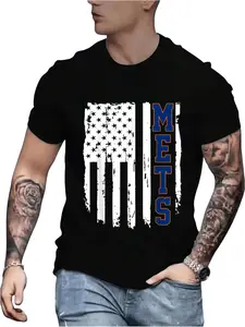 100% Cotton Mets Name Retro Vintage First Name Mets Lover Usa Flag T-Shirt