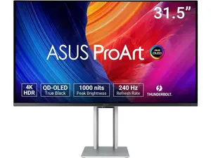 ASUS ProArt Display 32” 3840 x 2160(4K) HDR QD-OLED Professional Monitor (PA32UCDM) - UHD, Ultra-slim, 240Hz, 0.1ms, Auto Calibration, Dolby Vision, 99% DCI-P3,Delta<1, Dual Thunderbolt 4, Calman Ready