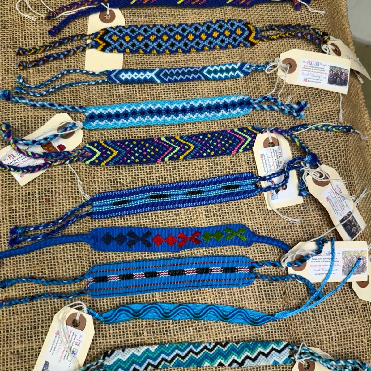 Blue friendship bracelets