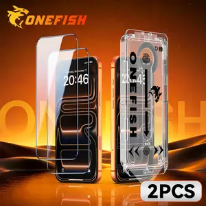 One Fish 2-Pack Screen Protector for iPhone17pro max, Samsung, and Google–Crystal Clear, Scratch-Resistant, Ultra-Smooth Touch, Privacy Protection, Circular Polarized Eye Protection, Easy Installation