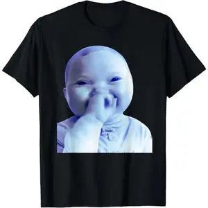 100 Percent Cotton Humorous Artificial Intelligence Baby Holding Laugh Meme Trend T Shirt