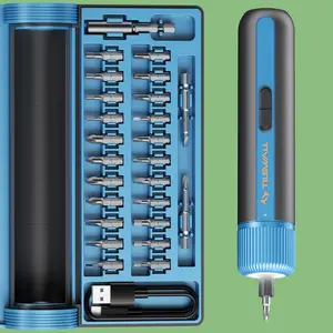 Tilswall Electric Screwdriver kit All-in-One 25 S2 Metal Magnetic Bits,4 Torque Settings,4V Cordless Portable Repair Tool Set for Door Window Cabinet Furniture Desktop Chair ToyCar Hardware DIY