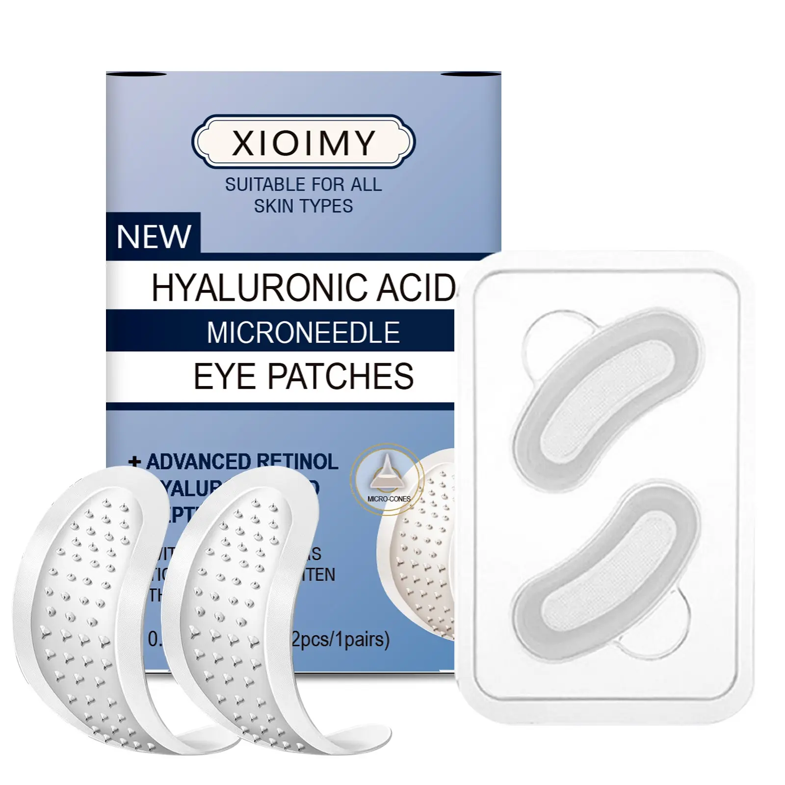 2pcs Hyaluronic Acid Micro Needle Collagen Under Eye Mask Patches, Injects Retinol and Peptides, Moisturizing and Firming Skin, Suitable for Eyes Face Nose