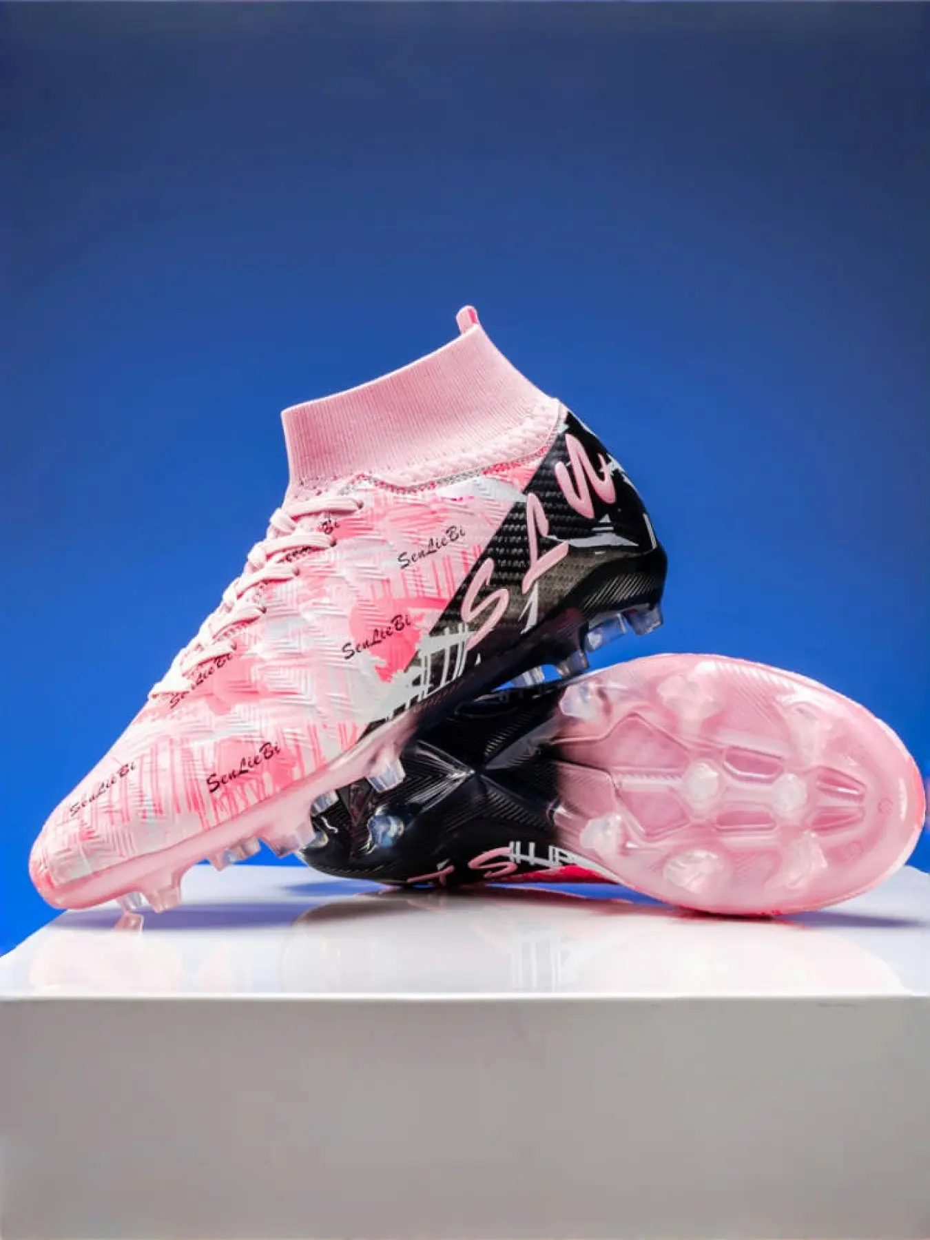 Parent-Child Gold-Blue Long-Studded Football Shoes, Soccer Shoes, Football Boots, Soccer Cleats, Sports Competitive Style, Wear-Resistant Synthetic Material, Long Studs for Grip, Comfortable, Ideal for Parent-Child Football & Professional Training