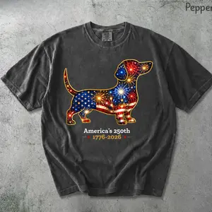 (Choose Your Dog Breed) 4th Of July Dog Lover Shirt, Patriotic USA Flag Multiple Dog Breeds Tee, America 250th Anniversary Fireworks Gift