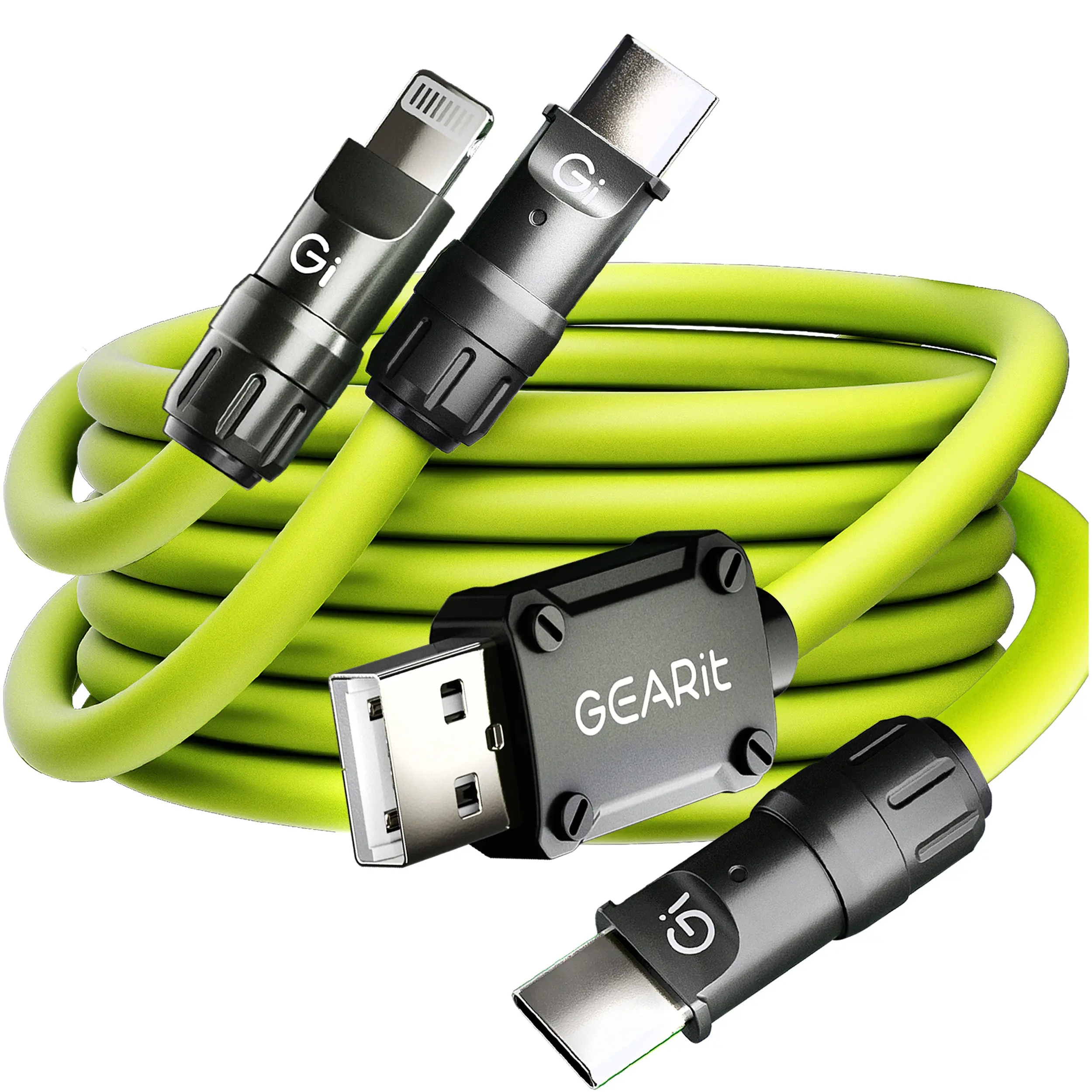 GEARit 100W 4 in 1 Multi Charger Cable, USB C to Lightning-Compatible Cord with USB A Tip, Fast Charging Cable for iPhone 16/15, MacBook, iPad, Samsung, 3.3FT