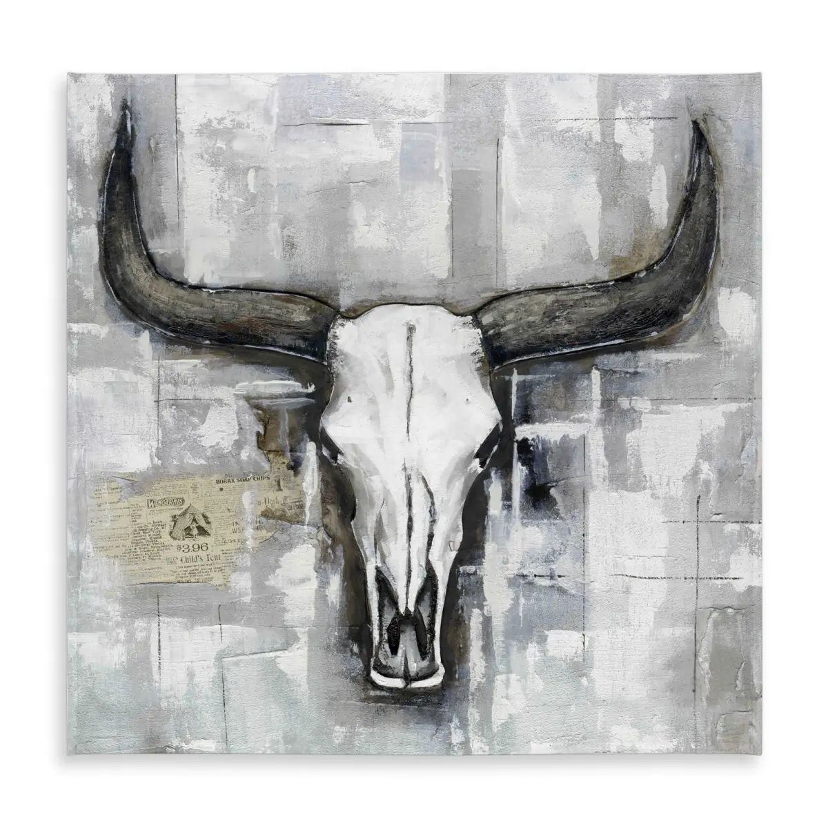 360 Stand Rustic White Bull Skull Square Tablecloth, 58x58 in, Farmhouse Industrial Functional Indoor-Outdoor Furniture Decor for Outdoor Tables, Rustic Farmhouse Decor Accent, Modern Farm Style Tablecloths, Outdoors