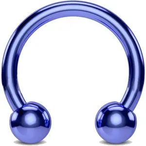 titanium ip over 316l surgical steel circular horseshoe barbells w/balls (multiple colors & sizes)