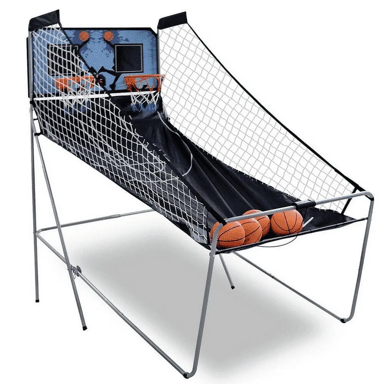 Indoor Arcade Basketball Game, 2-Player 8-in-1 Folding Type System with Dual LEDs Scoreboard, 4 Balls, Foldable Kids Home Electronic Basketball Game