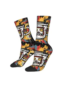 BIIHUDU Full Body Coffee Bean and Latte Socks Seamless Casual Creative Socks Suitable for Daily Wear Hand Washable Digital Printing Themed