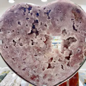 pink amethyst ,big heart carving