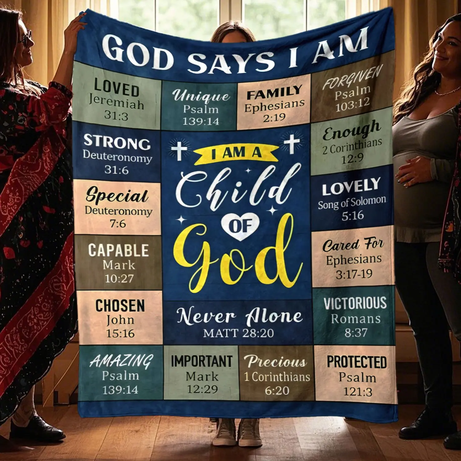 God Says I Am Child of God Christian Blanket - Soft Fleece with Bible Verses - Perfect for Spiritual Comfort & Gift Giving