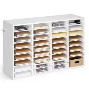 VEVOR Literature Organizer, 36 Compartments Office Mailbox with Detachable Shelves, Wooden Mailbox Sorter with Particle Board, Countertop Office Home Storage Organizer for File, Document, Paper, White