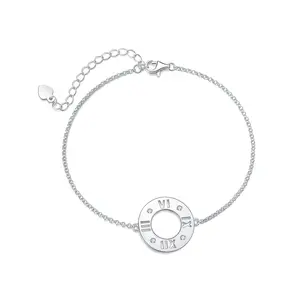 OIDEA Women's Roman Numeral Cubic Zirconia Circle Bracelet - Silver Tone, 0.7" Disc Diameter, 7" Total Length, Milestone Anniversary Birthday Elegant Disc Chain Costume Jewelry