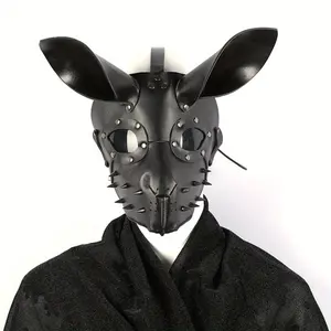 Cyberpunk Rabbit Halloween Mask for Men, Edgy PU Leather with Spiked Details, Functional Goggles & Elastic Band for Comfort, Masquerade Cosplay & Costume Parties