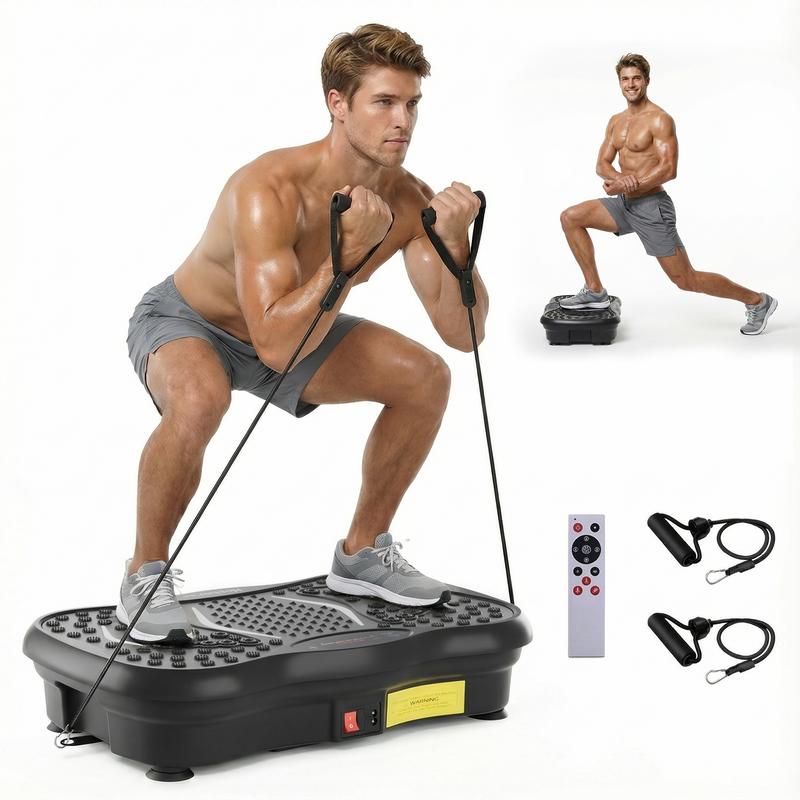 HopHorse High-Power Vibration Plate Exercise Machine Oscillating plate 300 lbs Weight Capacity Bluetooth Remote Control 3-in-1 Indoor Home Gym Fitness Equipment with 2 Resistance Bands