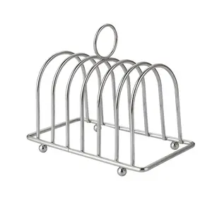 Stainless Steel Bread Rack, 6-Slot Food Display Tool, Ideal for Kitchen & Restaurant Use, Durable Design, Perfect for Cooling Baked Goods
