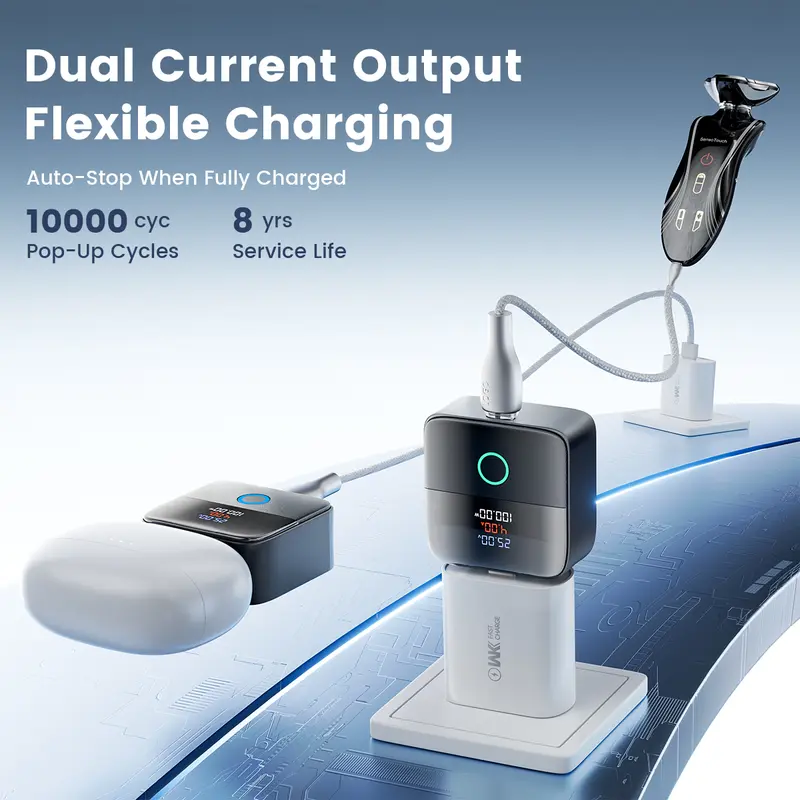 140W Type-C Physical-Disconnect Battery Power Bank - Chargeable Mobile Protection Device with Auto-Eject, Smart Auto-Stop, Anti-Overcharge Tech, Green Light, High Compatibility for Safe Overnight Use (Includes Screenless Bluetooth Earbuds, Hair Curlers)