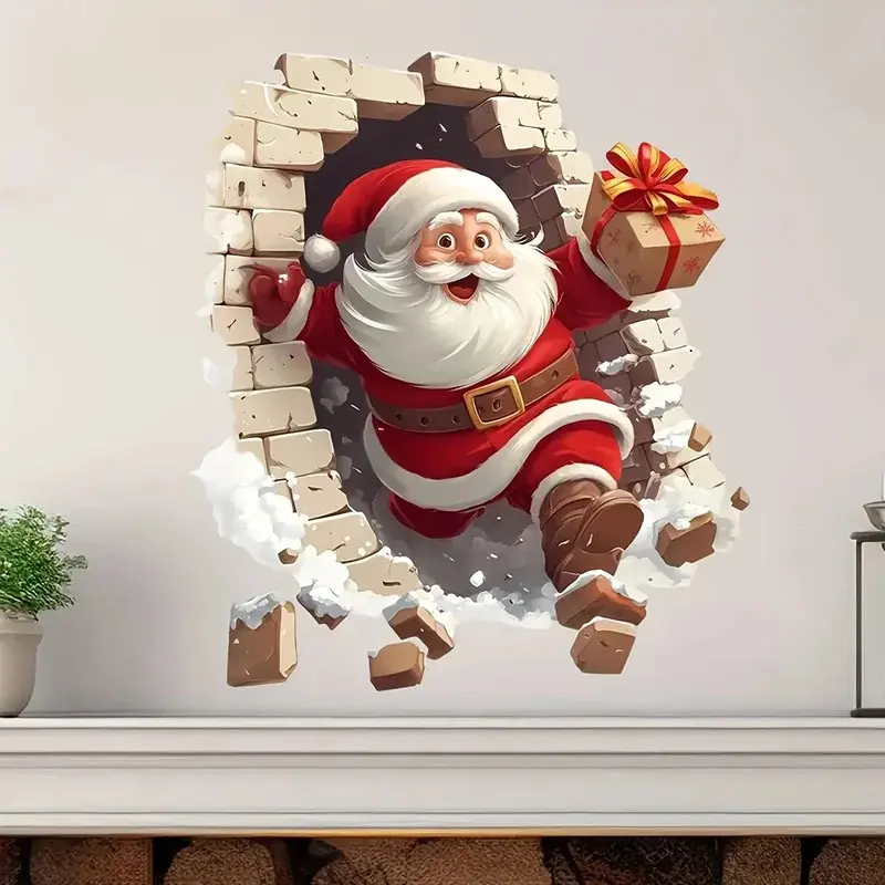 1pc Removable Santa Figure Wall Decal - Smooth PVC Modern Christmas Decorative Ornament, Easy-Install Self-Adhesive Film for Living Room Home Decor