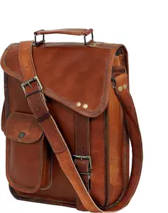 Leather Satchel Tablet Bag Laptop Case Office Briefcase Messenger Gift for Men Computer Distressed Shoulder Bag