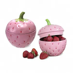 Hand-Painted Ceramic Strawberry Jar with Lid