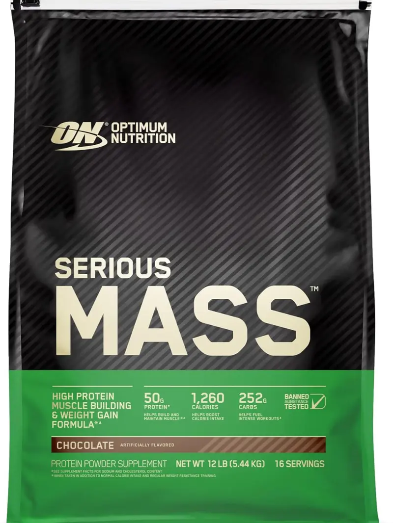 Optimum Nutrition Serious Mass 12lbs Chocolate High Protein Gainer Powder