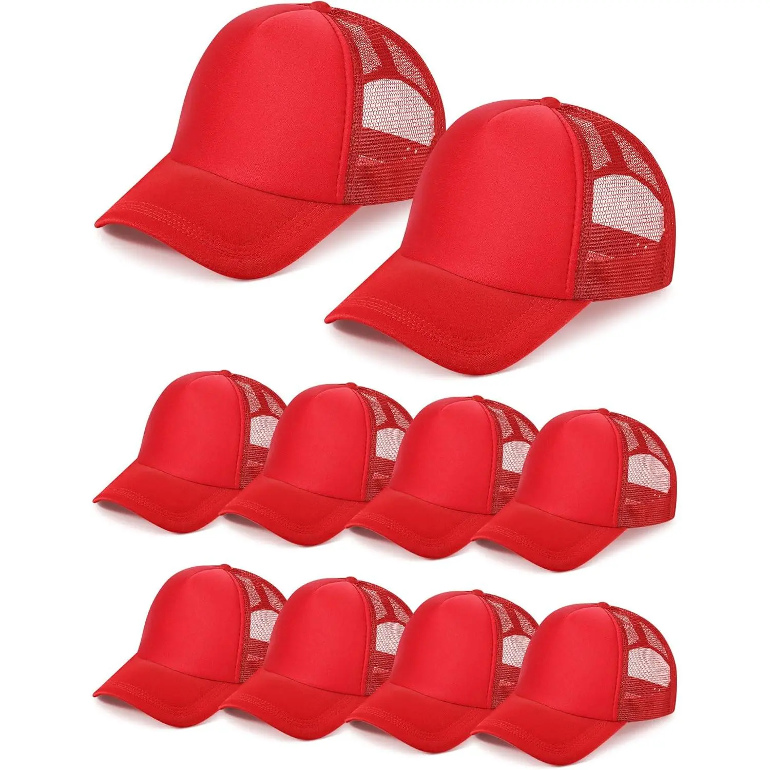 10 Pcs Bulk Sublimation Blank Trucker Hats, Casual Polyester Mesh Baseball Caps, Printable Daily Headwear for Men, Male, Plain, Screen Printing, Adjustable Buckle