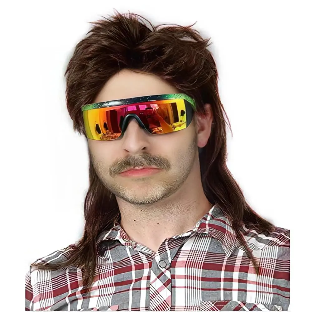 80s Mullet Wig for Men & Women, High Quality Heat Resistant Synthetic Fiber Wig for Halloween Costume Parties & Cosplay, Breathable with Adjustable Cap, High Quality Wigs