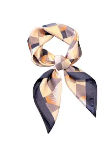 Women's Geometric Print Square Scarf, Fashionable Soft Comfortable Hairband, Headscarf, Suitable for All Seasons and Occasions, Stylish Accessory